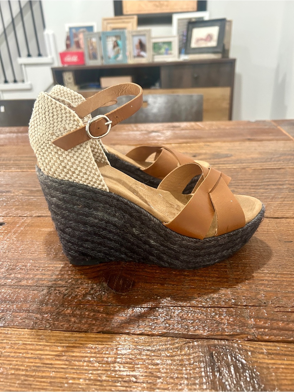 Braided Espadrille Wedge Sandal - Tan/Black
